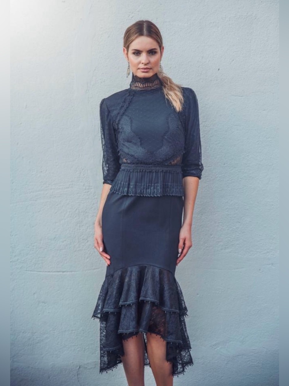 Ellie Makir Lace Hi Low Dress